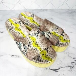 Kate Spade Zia Platform Leather Espadrille Snake Print Size 9 B